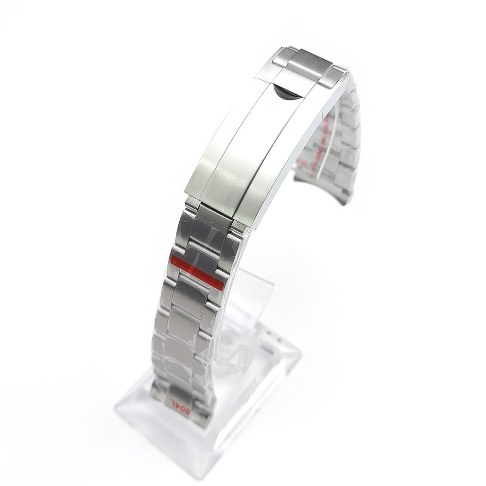 Solid steel strap, fine-tuning strap, tooth buckle 20M stainless steel folding buckle bracelet, stainless steel strap WHITE