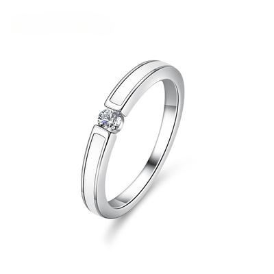 0.1CT Moissanite Enamel Rings Women & Girls 925 Sterling Silver Delicate Ring Christmas Party Gift Fashion Jewelry