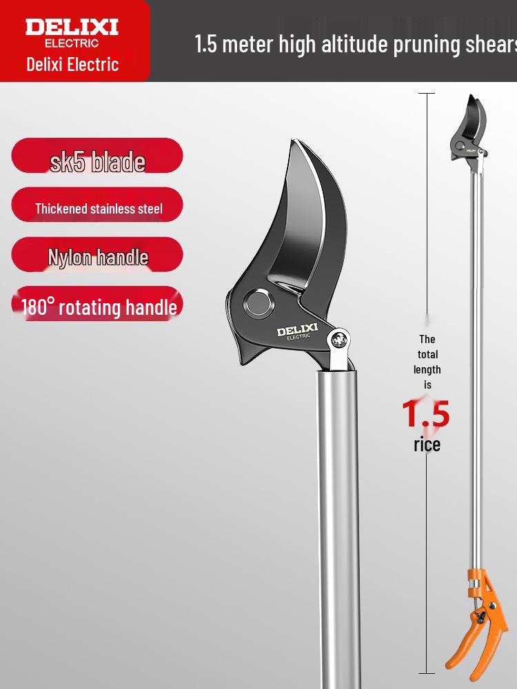 Delixi Elektrische Teleskop-Astschere für hohe Äste und Obstbäume.