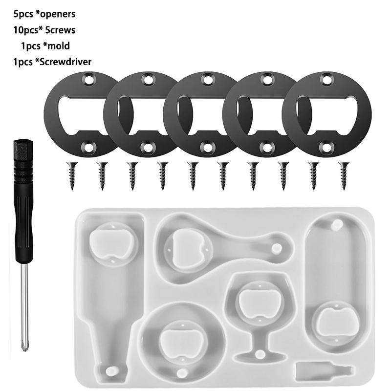 Bottle Opener Inserts Kit Stainless Steel Round Bottle Opener Inserts with Screws and Screwdriver for Bottle Opener DIY Mould1