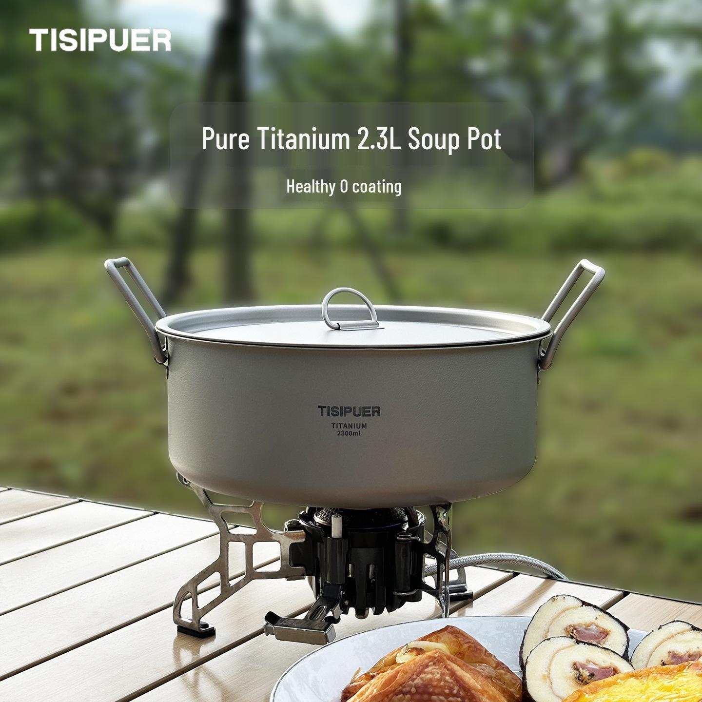 Titanium Bao 2.3L Ultra-Light Pure Titanium Soup Pot - Large Capacity for Soup, Porridge, Hot Pot, and Outdoor Camping. Portable and Durable.