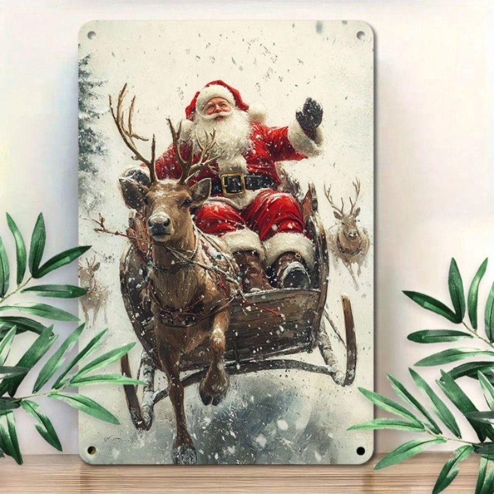 Metal Tin Sign Watercolor Christmas Tree Retro Wall Decor 20x30cm
