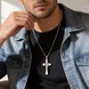 Vnox Saint Benedict Catholic Cross Pendant Necklace for Men Women, 50/60/70cm Stainless Steel Link Chain, Religious Jewelry Gift