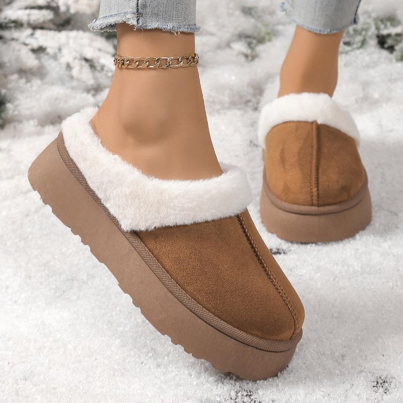

Women’s Cotton Slippers, Thick-Soled Cozy Half-Cover Furry Indoor and Outdoor Snow Boots 40