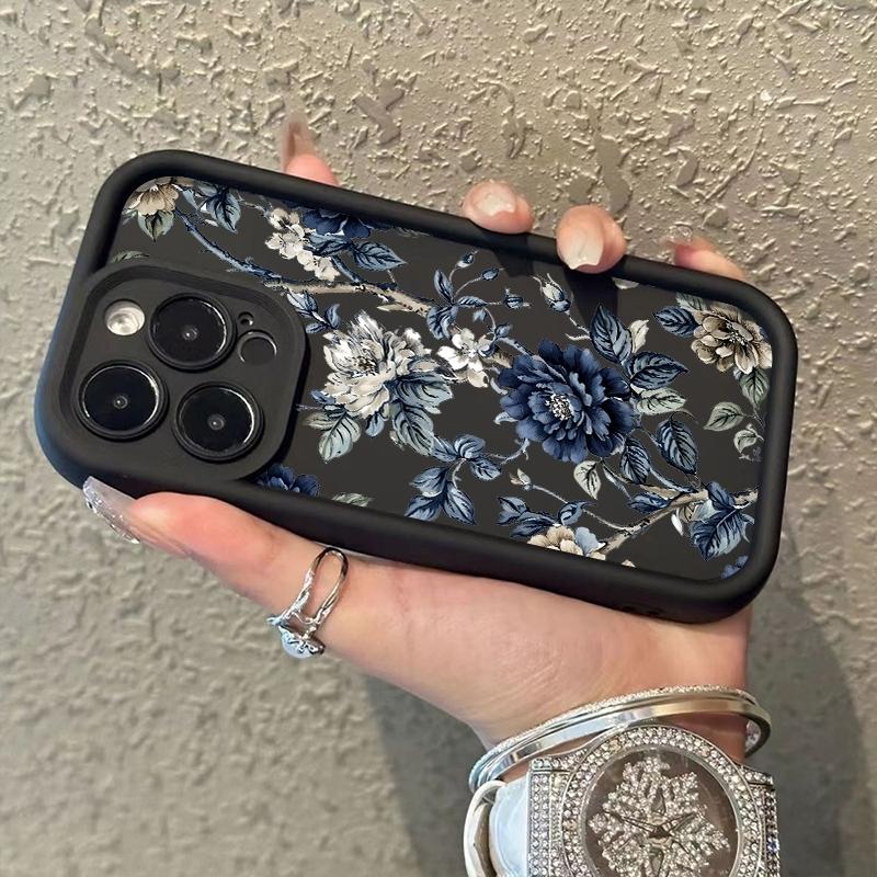 White and Blue Floral Branch Phone Case For Xiaomi Redmi Note 14 13 Pro Plus 5G 12 11 10 Pro 4G Redmi 13 14C 13C 12C Candy Cover