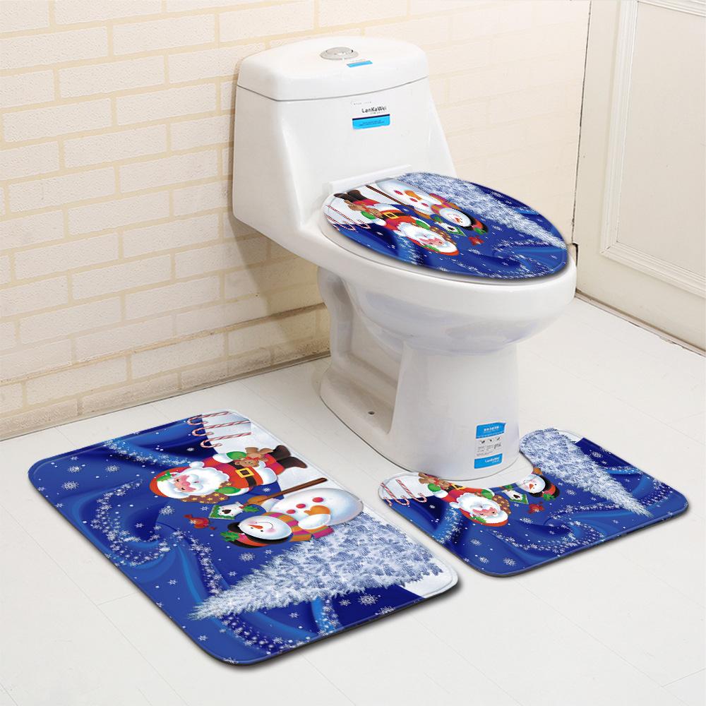Christmas Bathroom Floor Mat Toilet Three-Piece Set