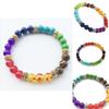 Stunning 7 Chakras Handmade Rainbow Bead Bracelet With Round Charms For Wellness