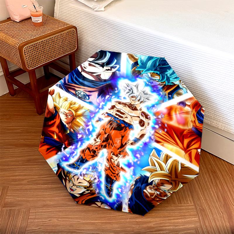 Goku Dragon Ball Pattern, Automatic Folding Umbrella, Portable and Foldable Design, 8 Ribs, a Christmas or Birthday Gift.