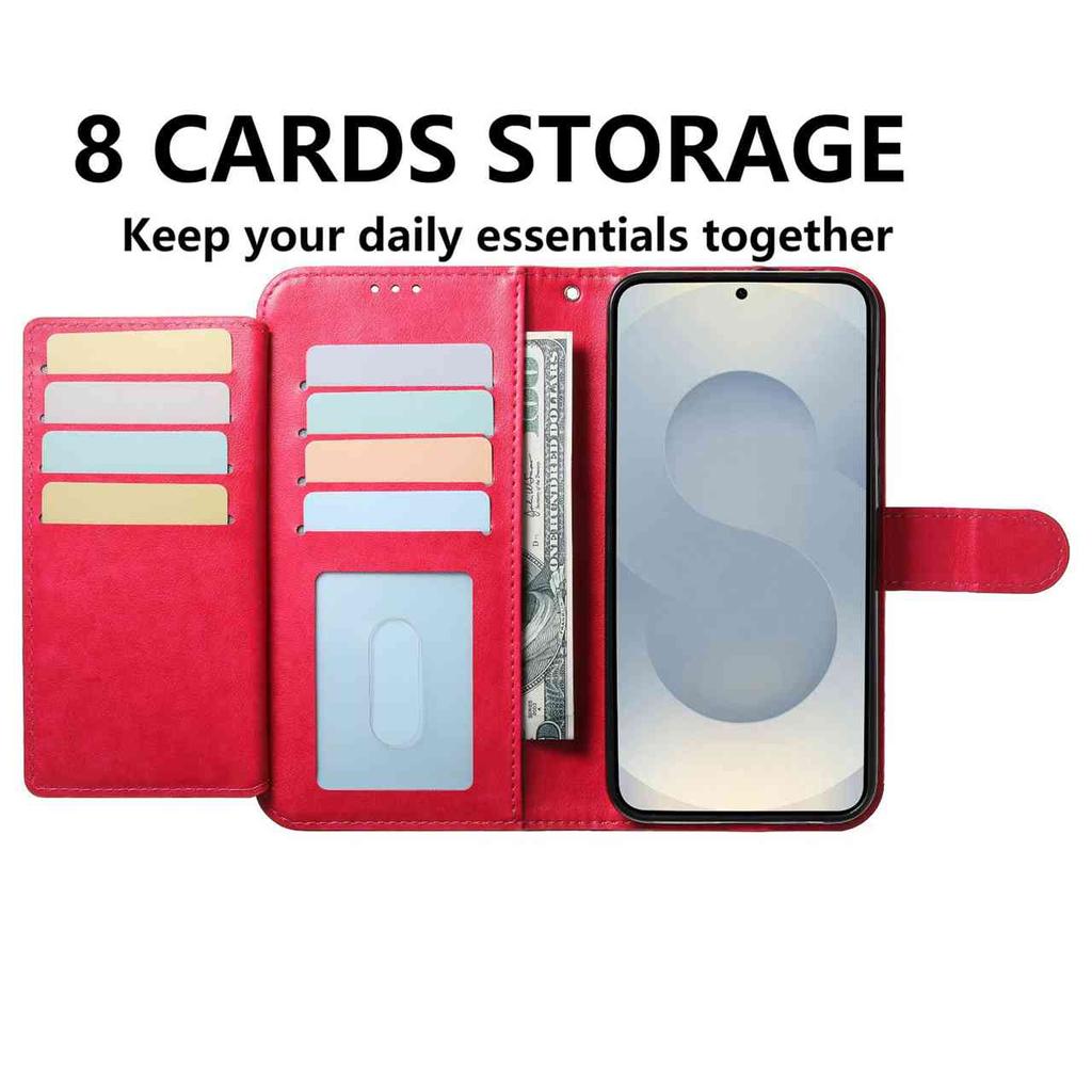 For Samsung Galaxy A12 A15 A26 S20-S25...Lambskin Leather Wallet Style Phone Case, Multi-Card Slots & Stand, Shockproof Protective Cover (10 Colors)