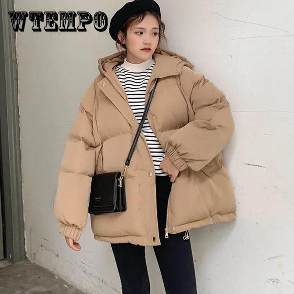 WTEMPO Dames Winter Korte Gewatteerde Jassen Verdikte Katoenen Gewatteerde Jassen Vrouwelijke Losse Puffer Parka's Dames Grote Maat Buitenkleding