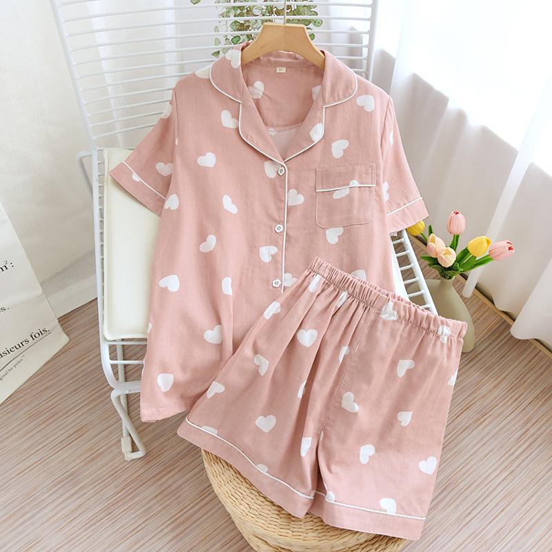 Women's 2023 Summer Cute Short Sleeve Cotton Pajama Set