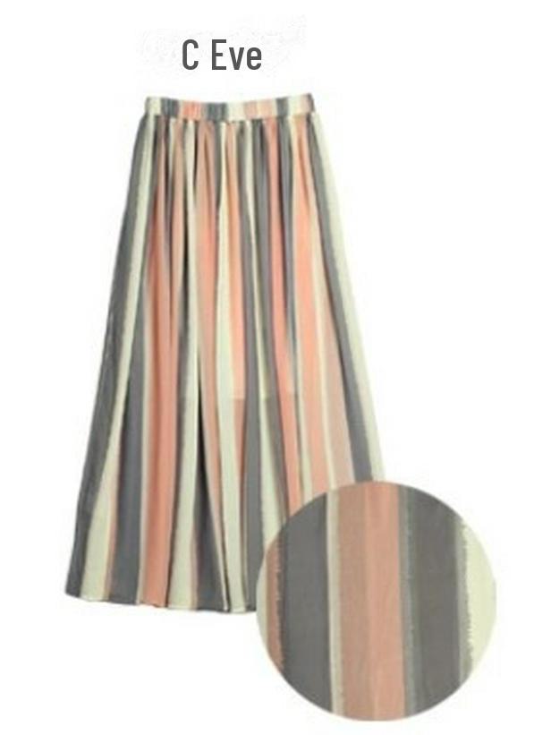 Summer 2023 Japanese Striped A-Line Long Skirt