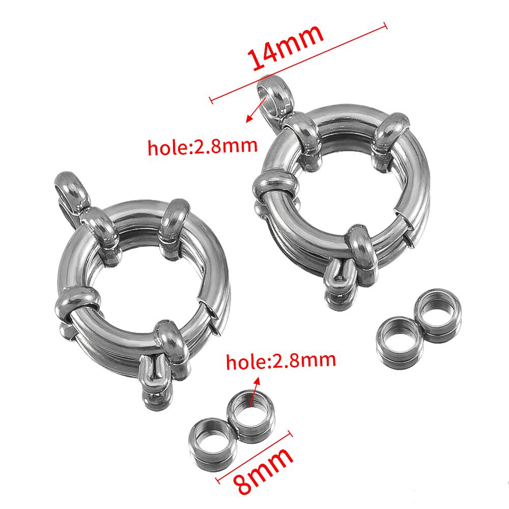 4 Stück 10-18mm Edelstahl Federverschlüsse Runder Seglerverschluss Armband Zwei Ösen Verbinder DIY Schlüsselbein Halskette Schmuckherstellung