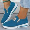Big Size Sports Single Shoes Muffin Flat Bottom Side Zipper Color Casual Sneakers