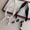 Fashion Black White Polka Dot Scarf Necklace for Women Boho Imitation Pearl Adjustable Neck Chain Hawaiian Jewelry Accessories