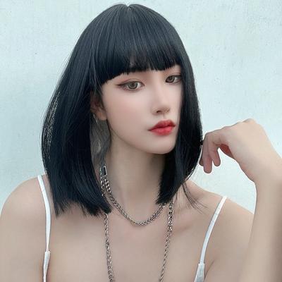 Wig Women'S Short Hair Hanging Ears Hair Dye The Same Style Qi Bangs Bobo Head High Temperature Silk Wig Headgear Supports Mixed Batches