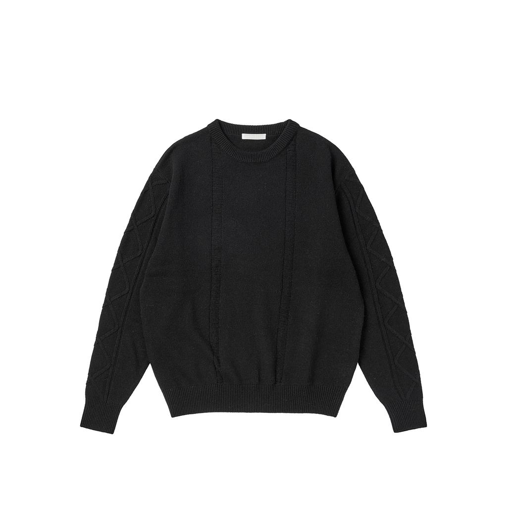 WORTHWHILE MOVEMENT Damaged Fisherman Knit (Black)