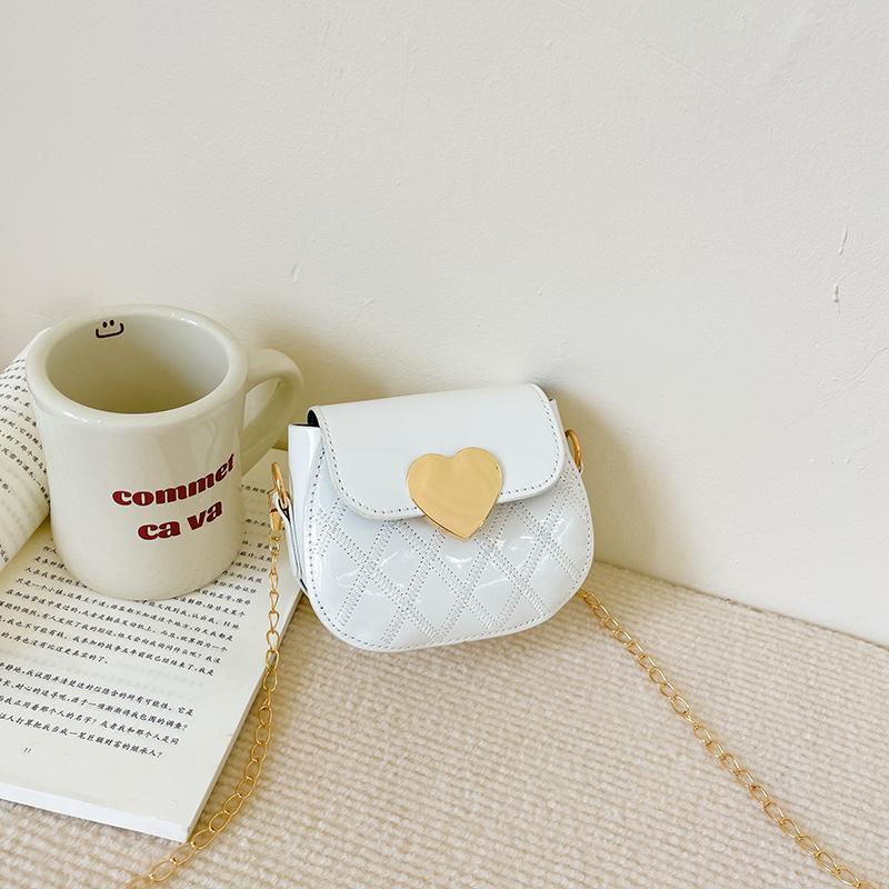 Borse a Spalla in Pelle Verniciata per Bambine Mini Borsa a Tracolla a Forma di Cuore per Bambini Portamonete a Catena alla Moda per Bambini Borse Portafogli