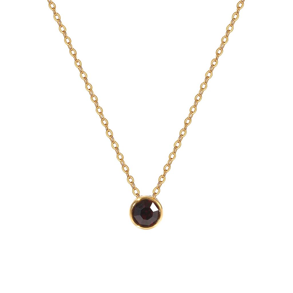 304 Stainless Steel Birthstone Necklace 18K Real Gold Plated Link Cable Chain Necklace For Women Jewelry Gift 45cm, 1 Piece