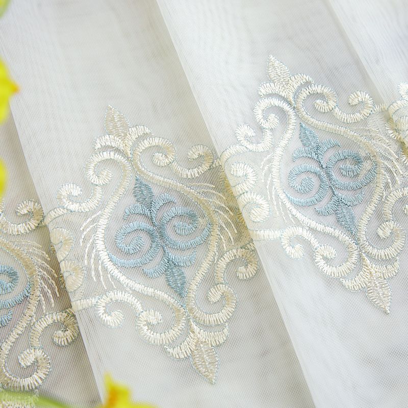 Luxe Gaasgordijn, Woonkamer, Slaapkamer, Europees-stijl Geborduurd Gaasgordijn, Driedimensionaal Vliegengaas, Balkonscherm en Verduistering