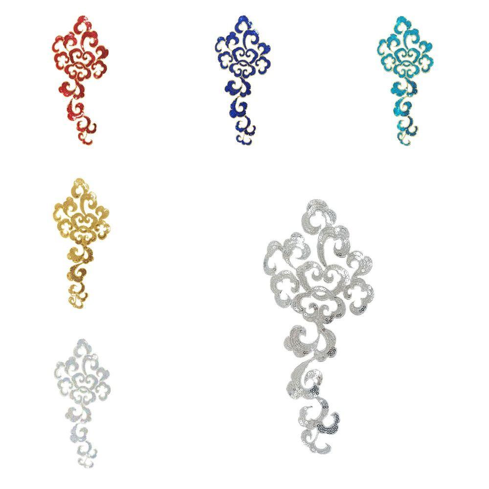 Embroidery Cloth Patches Sequins Iron on Patch Decorative Flowers Adhesive Backing Handmade Sewing Cloud Embroidery Cloth