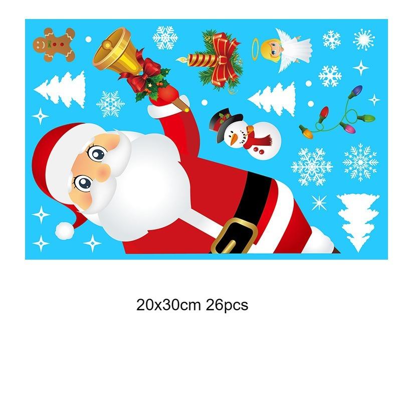 Christmas Static Window Stickers Large Snow Flake Elk PVC Wall Decals Santa Party New Year Home Glass Decor Dress Up Accessories