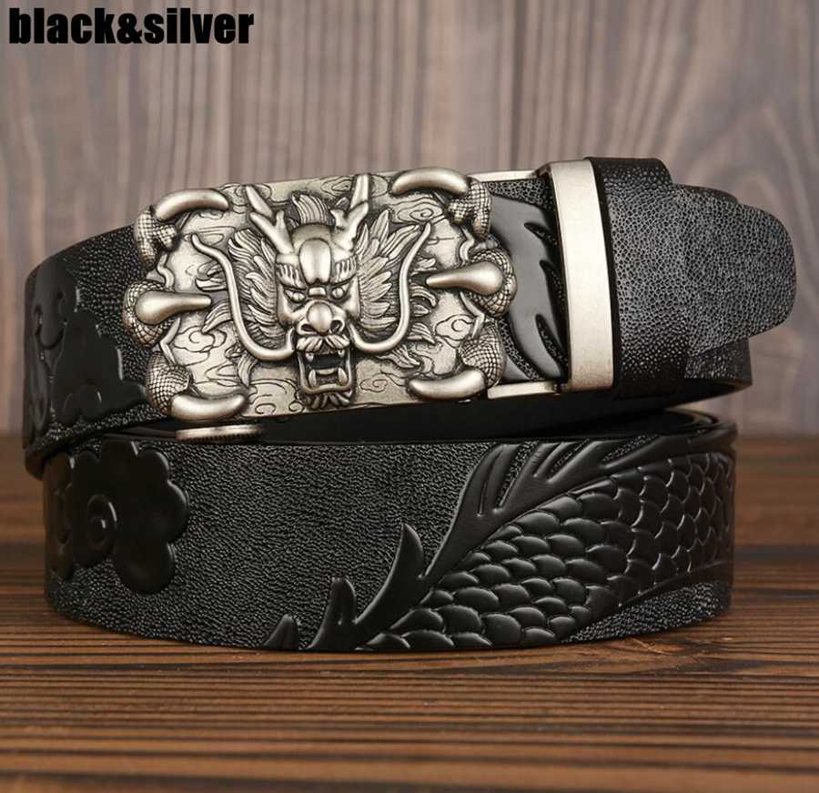 Men Leather Belt Metal Automatic Buckle Brand Luxury Waistband for Male Famous Work Business Black Coffee Cowskin Strap