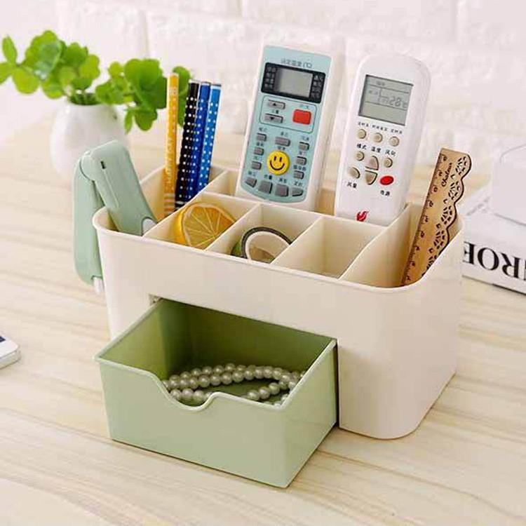 Jewelry & Cosmetics Desk Organizer: Plastic Drawer for Skincare, Brushes, & Lipsticks