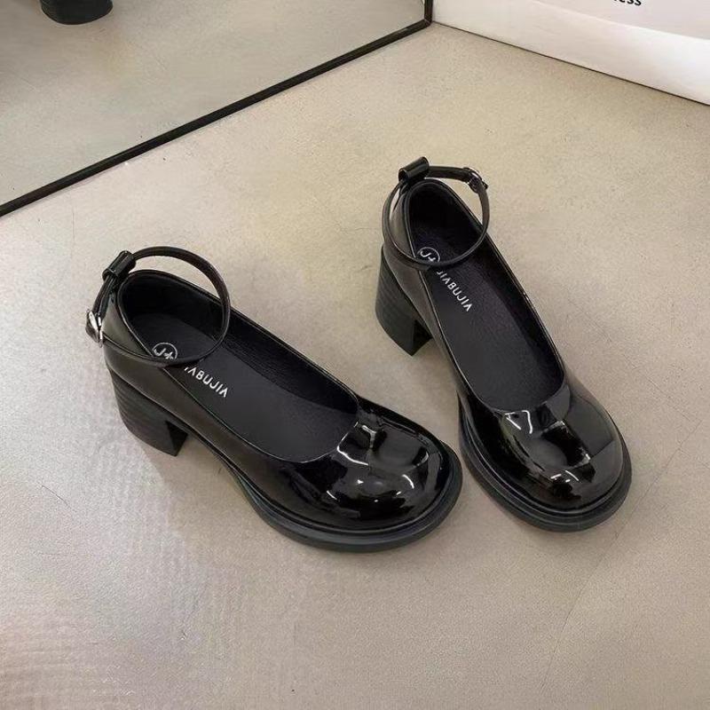 New Style Women's High-heeled Thick-soled Single Shoes and Leather Shoes Devotion