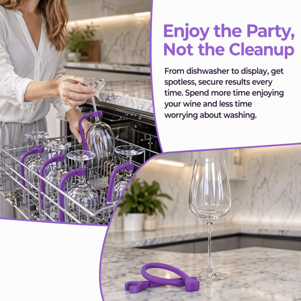 4PCS Heat Resistant Wine Glass Holder Adjustable Purple Silicone Wine Glass  Home Bar