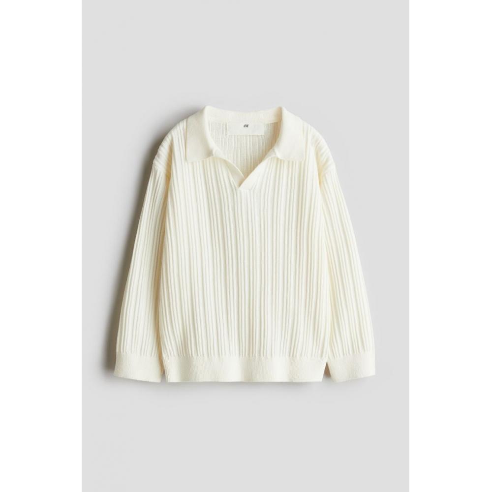 

Свитер-поло HM Cotton Ribbed White