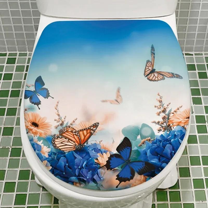 Waterproof Butterfly Wall Stickers Toilet Sticker Decorative Kitchen Stickers Bathroom Vinyl Decals Christmas Decoration