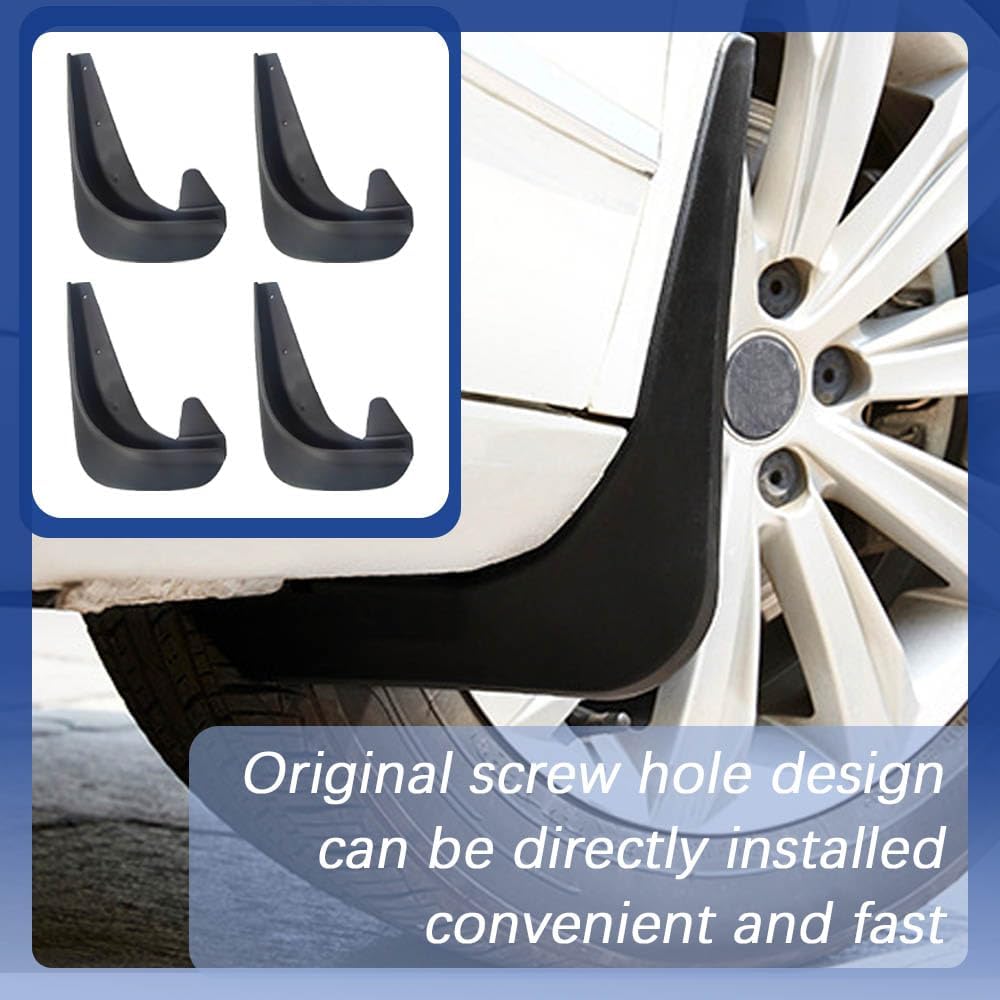 Mud Flaps, Splash Guard, No Drilling Required Mud Guards with Hardware Kits, Front and Rear Side Splash Guards Vehicle Sediment Protection Automotive