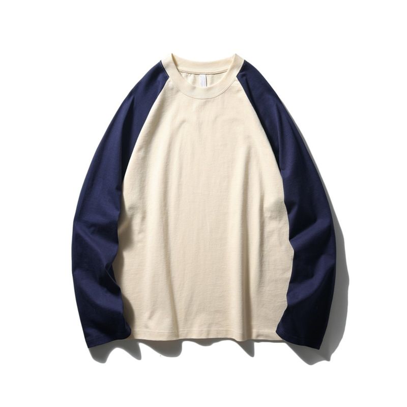 Amekaji American Retro Heavy Weight Contrast Color Raglan Long Sleeves T-shirt Men's Export Cattle Goods Bottoming Shirt Cotton T-shirt