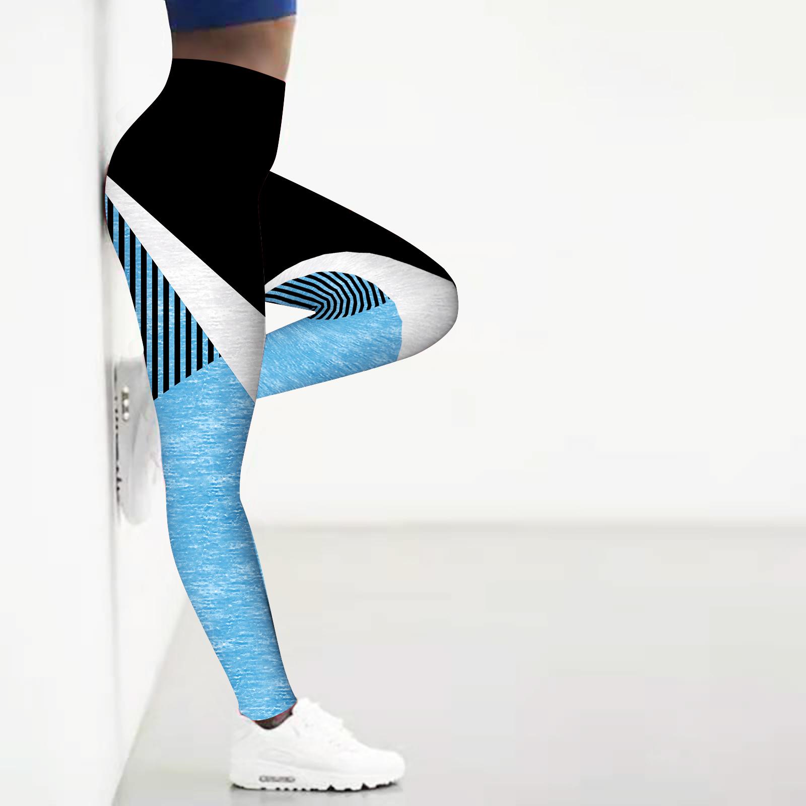 

Женские леггинсы с широкими полосками для занятий йогой, фитнесом, бегом, спортом в спортзале, активными штанами XS синий