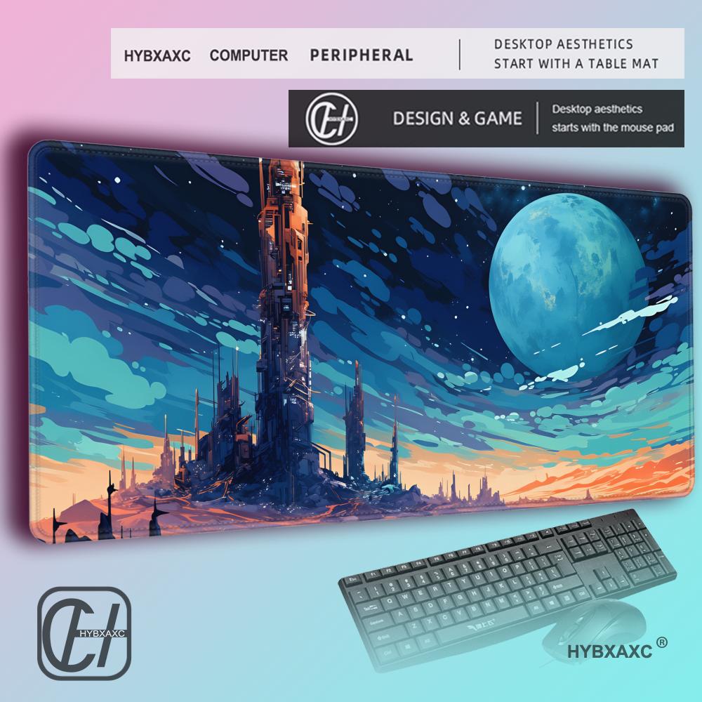 HYBXAXC Dark Fantasy Castle Gaming Mouse Pad Thick Nonslip Lock Edge Extended Desk Mat for Office Game