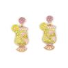 New Creative Personalized Design Light Luxury Fashion Temperament European and American Wine Glass Alloy Diamond-encrusted Women's Earrings