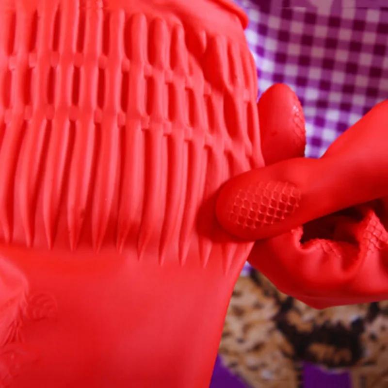 Fleksibel Komfortabel Gummi Clean Hansker Red Dish Lady Vasking Lang Hjem Baderom Rengjøring Kjøkken Tilbehør