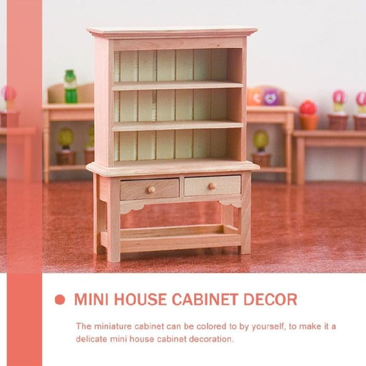 Realistic Bookcase 1/12 Doll House Furniture Unpainted Storage Shelf Model For Kids Pretend Play Scene Display Decoration