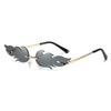 Luxury Fire Flame Sunglasses Women Vintage Rimless Wave Metal Shades UV400 Mirror Eyewear Fashion Sun Glasses