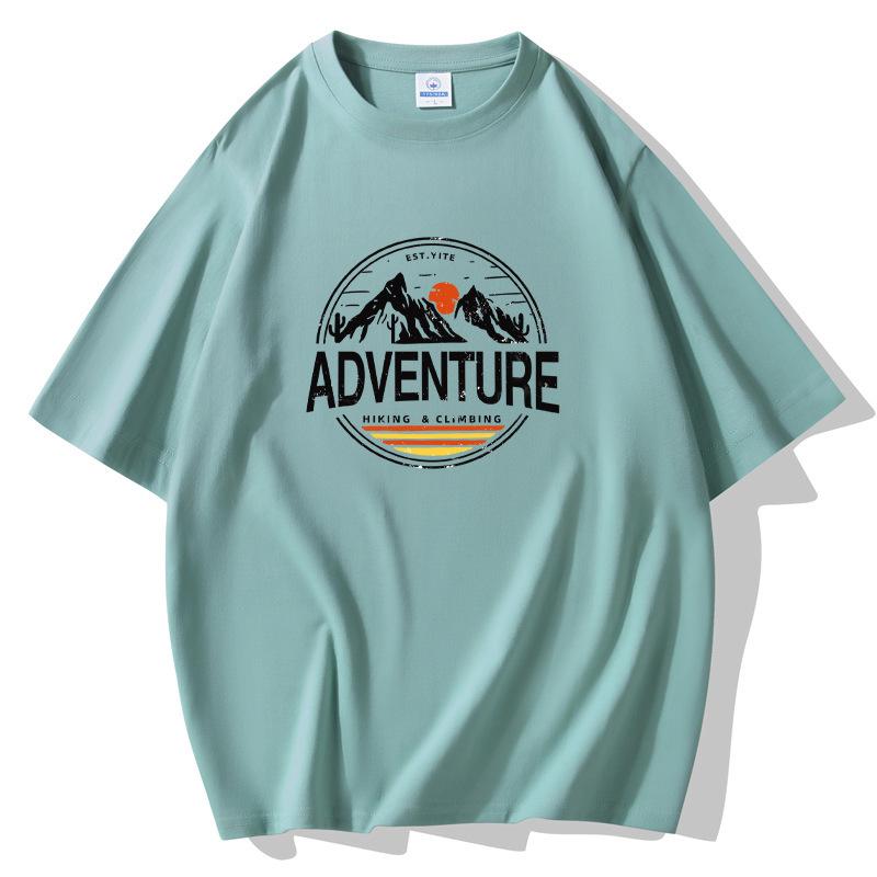 S-5XL Męski luźny T-shirt z krótkim rękawem Sunset 100% bawełna