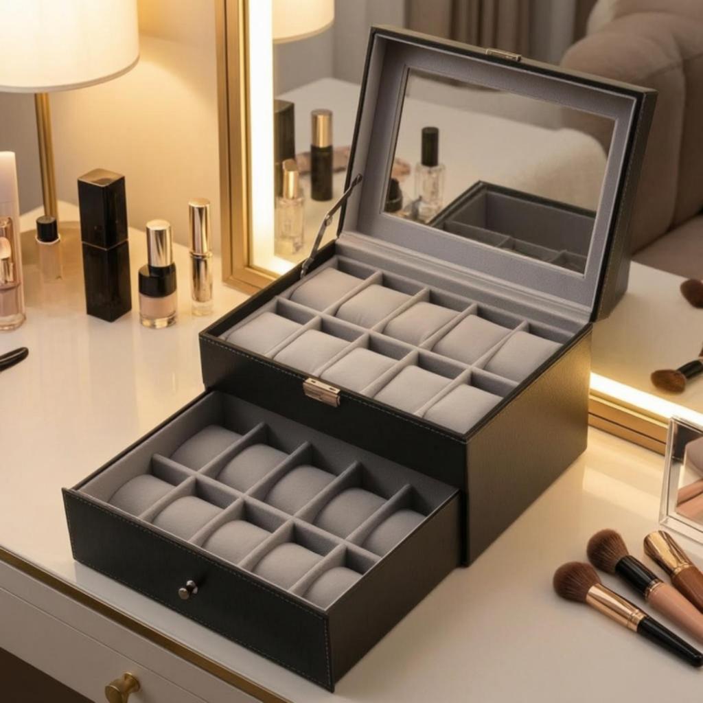 Watch Display Box Soft Lining with Drawer Sturdy for Dresser