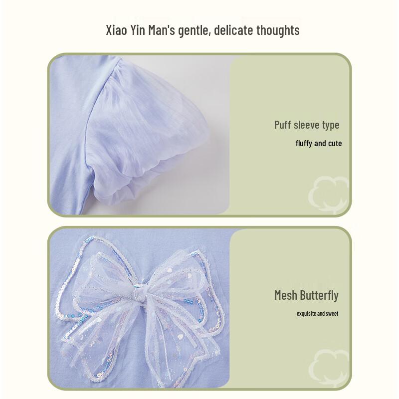 Girls' Cotton Bow Short-Sleeve T-Shirt