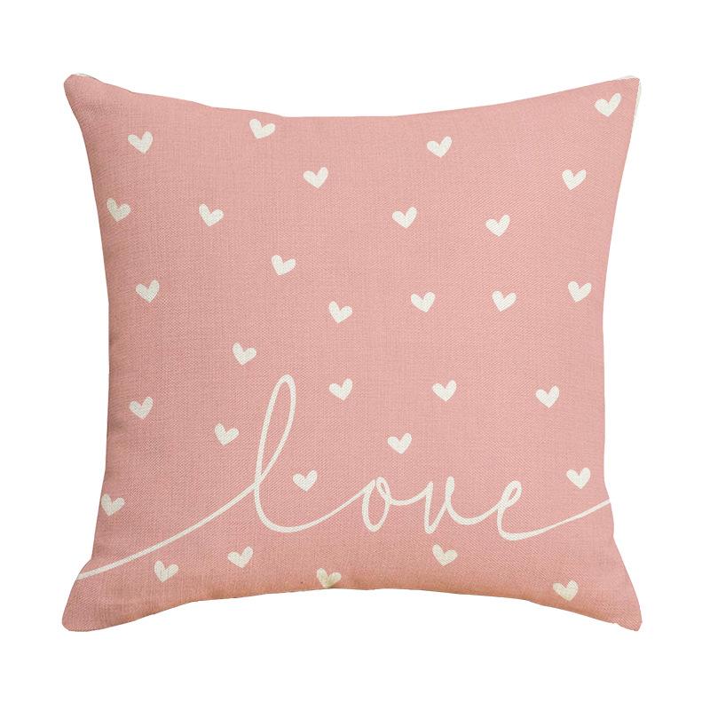 Valentine's Day Pillow Case Love Printed Linen Material Valentine's Day Sofa Decoration Pillow