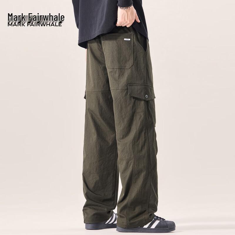 Mark Fairwhale Men's Multi-Pocket Workwear Straight-Leg Casual Pants