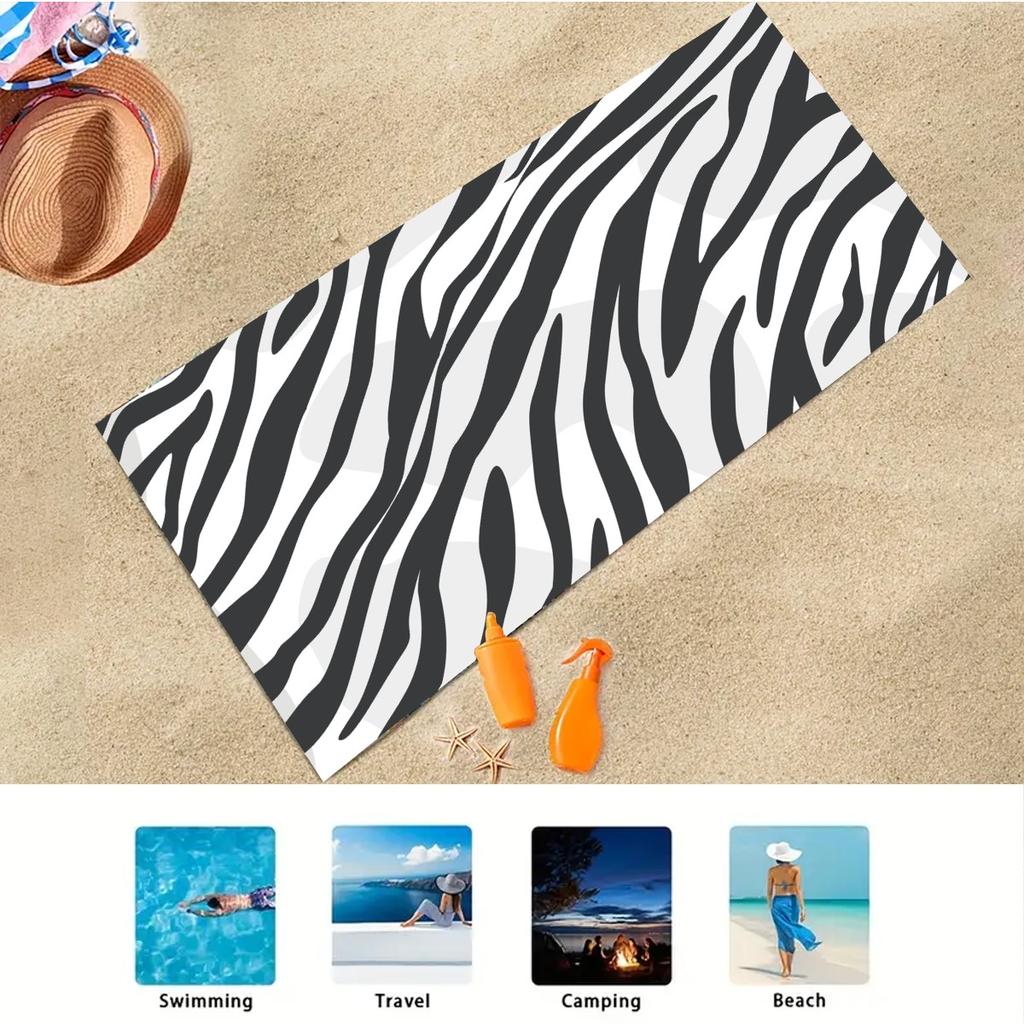 Zebra Stripe Decor Beach Towel Large Microfiber Ultra-Soft Quick Dry Bath Towels For Swimming Yoga Lightweight Travel Camping