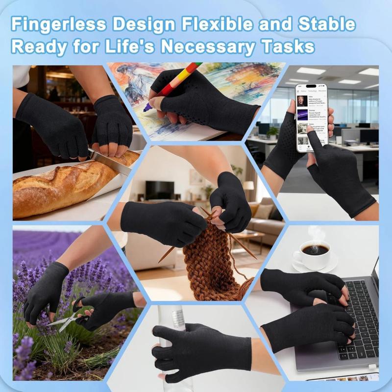 Guanti Compressivi Senza Dita Con Punti Antiscivolo in Silicone Sottili Elastici Per Mani Per Adulti Uso Quotidiano Lavoro Guida Digitazione e Artigianato Uso Primaverile
