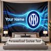 Custom Name Text Tapestry Inter Milan Personalized Polyester Wall Tapestry For Bedroom And Room
