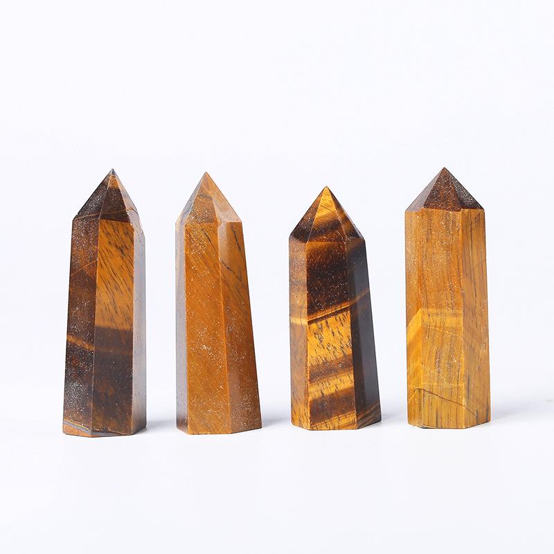 Hexagonal Crystal Column Ornament: Polished Semi-Precious Stone in Various Materials