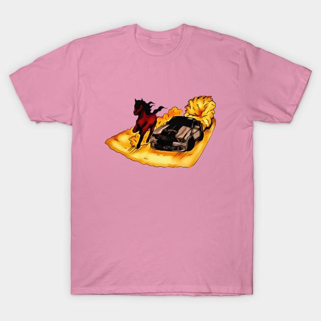 T Shirt Women Car Vs Horse Harajuku Print Kawaii Tshirt Summer Short Sleeve Female T-Shirt Top Tee